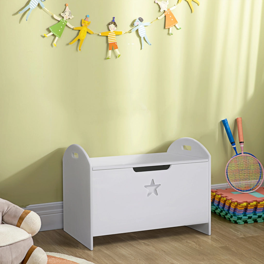Baulino per bambini con coperchio di sicurezza ¨C zephmum ¨C 62x40x46,5 cm bianco