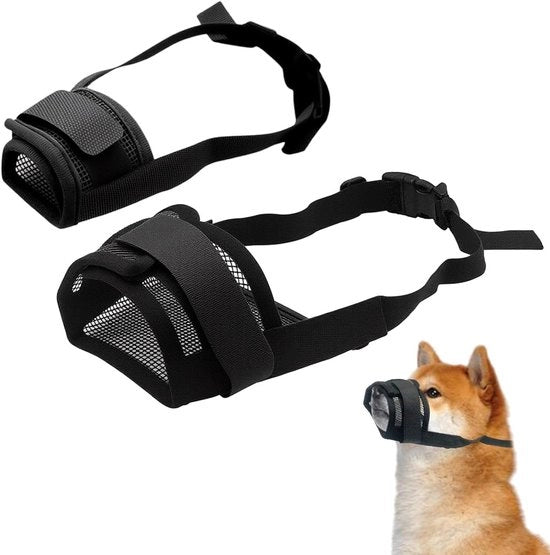 Muilkorf per Cani S/L, Maschera per Cani Adattabile, Muilkorf per Cani Respirante Nylon - Prevenire Morsi, Rosicchi, Latrati - Adatto per Cani Piccoli e Mediocri - Set da 2
