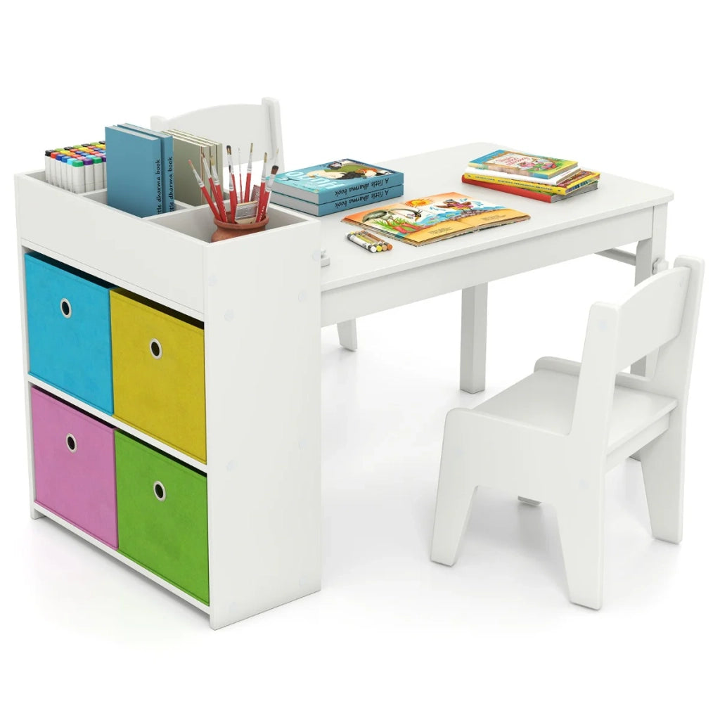 Set tavolo e sedie per bambini 100 x 50,5 x 58 cm con spazio di archiviazione ottimale e design in MDF bianco 20_0017201