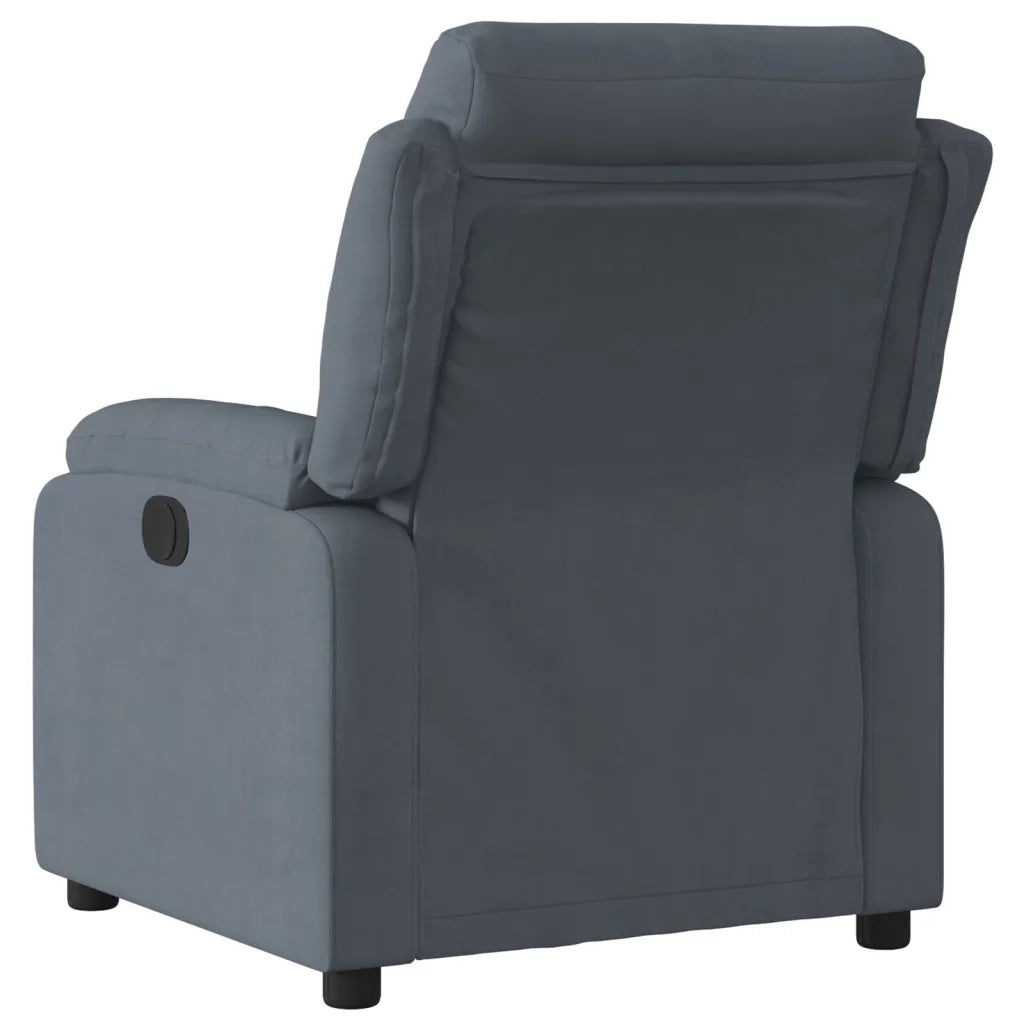 Divano Sedia-Poltrona Reclinabile Grigio Scuro in Velluto 609192