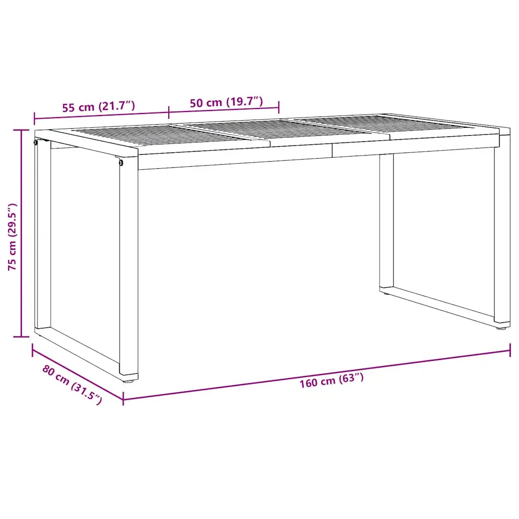 Tavolo da Giardino Grigio 160 x 80 x 75 cm 4010603