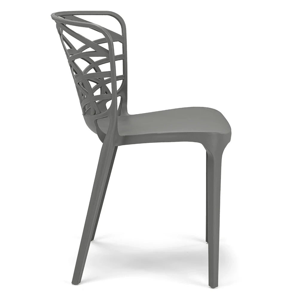 Set 2 sedie in polipropilene ARMONIA, impilabile, resistente ai raggi UV, design moderno, ideale per sala da pranzo, cucina, sala d’attesa, bar, ristoranti o giardino, colore Cemento