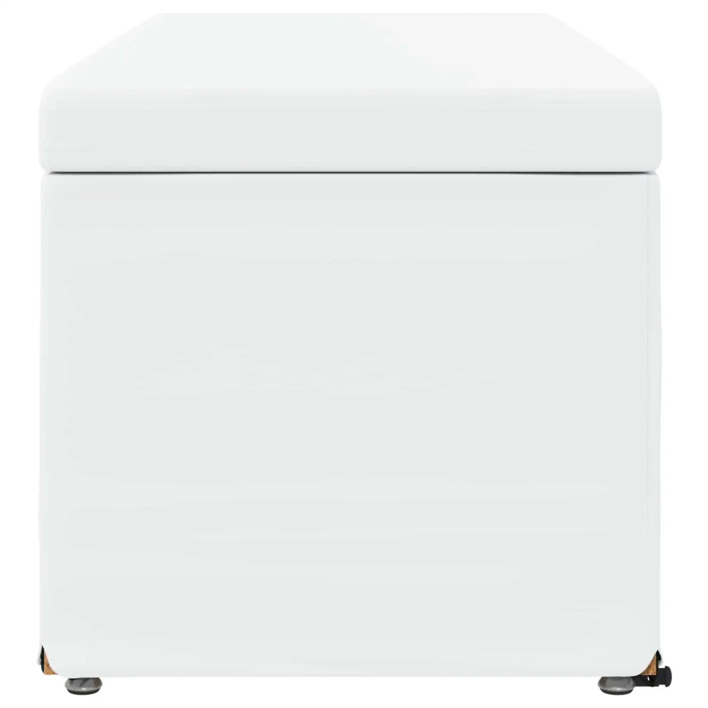 Pouf Bianco Pelle Sintetica e Legno Ingegnerizzato 876802