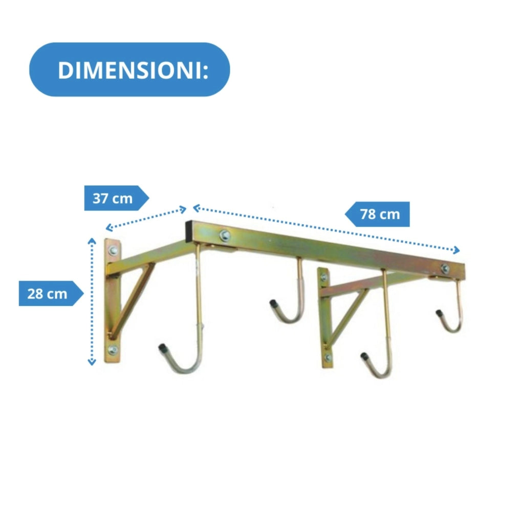 Andrys Porta Bici Muro 4 Posti con Ganci Smontabile Zincato Oro