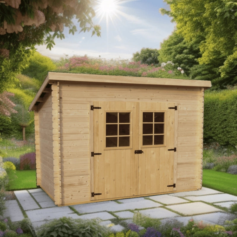 Casetta in legno da giardino con porta vetrata – 300x184 cm – tavole 20 mm, tetto bitumato rosso – CH3019.02N Foresta