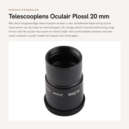 Oculare Plossl 20 mm - Caso in Plastica Rigida - Maniglia in Gomma - Disegno Comodo - Achromatico - Ideale per Portatori di Occhiali - Telescopio Oculare