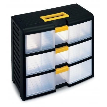 Terry Store-Age 42002 organizzatore per cassetto di scrivania Plastica Nero, Translucent, Giallo