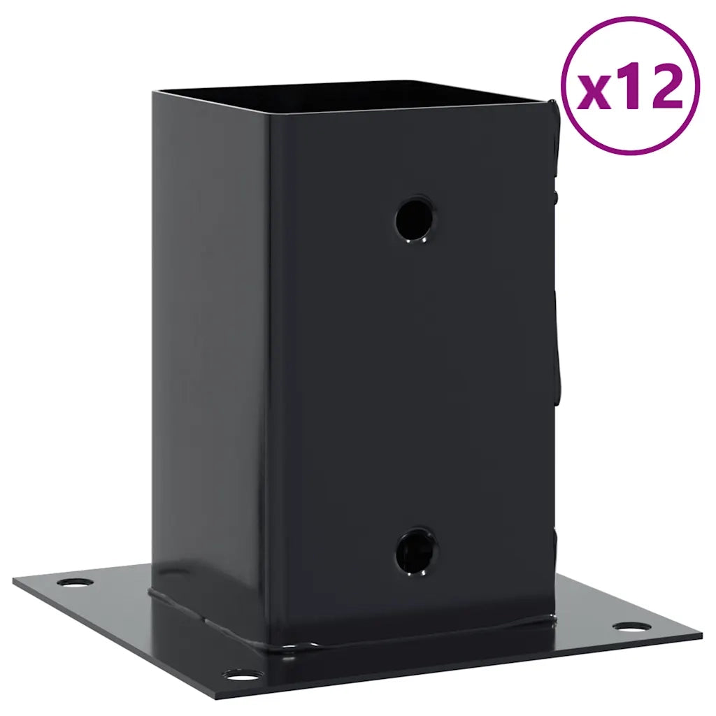 Basi per Pali Quadrati 12 pz 81x81mm Acciaio Verniciato Polvere 42000027