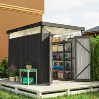 Capanno da Giardino con Lucernario in Acrilico 200x258x201 cm in Acciaio Grigio Scuro