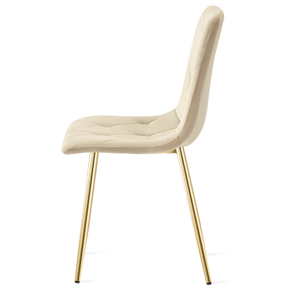 Sedia Libra in Velluto Beige Chiaro con Gambe Oro