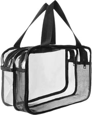 Borsa cosmetica trasparente, contenitori per bagno grandi, borsa con maniglia, borsa cosmetica trasparente, borsa per trucco con separazione per prodotti asciutti e umidi, borsa per bagno portatile