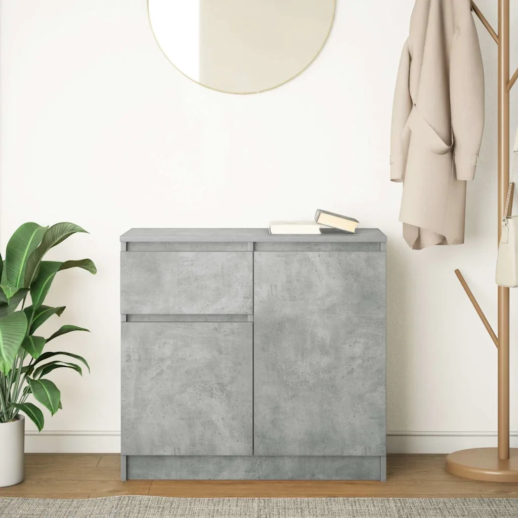 Credenza con Cassetto Grigio Cemento 71x35x65 cm in Truciolato