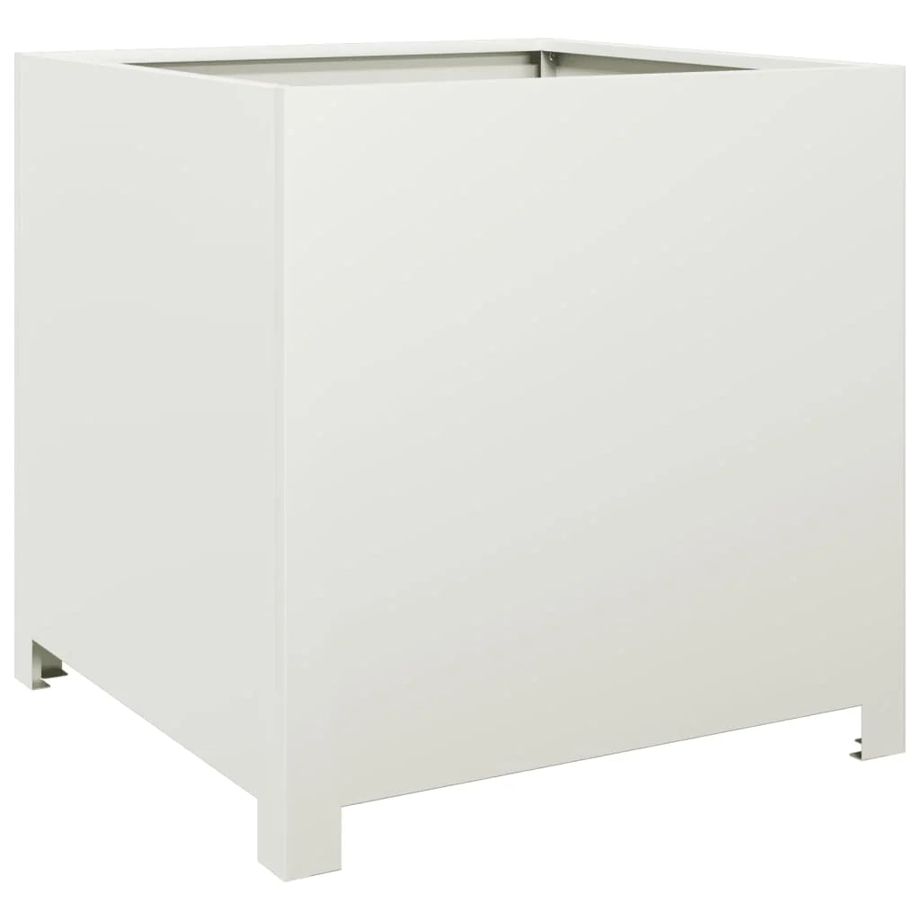 Fioriera rialzata per piante fiori terrazza giardino 50 x 50 x 50 cm acciaio bianco 02_0037653