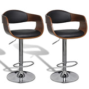 Set di due sgabelli da bar di design seduta con schienale pelle sintetica nera 1202186