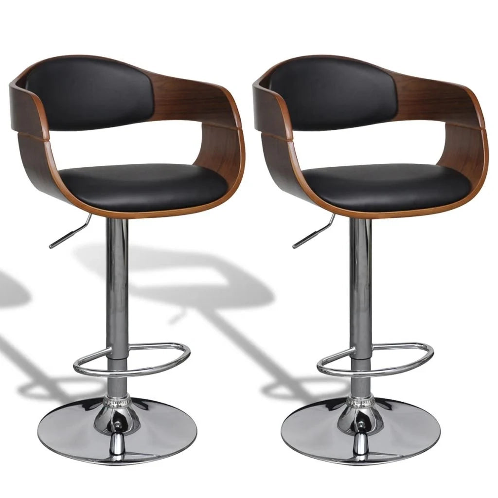 Set di due sgabelli da bar di design seduta con schienale pelle sintetica nera 1202186