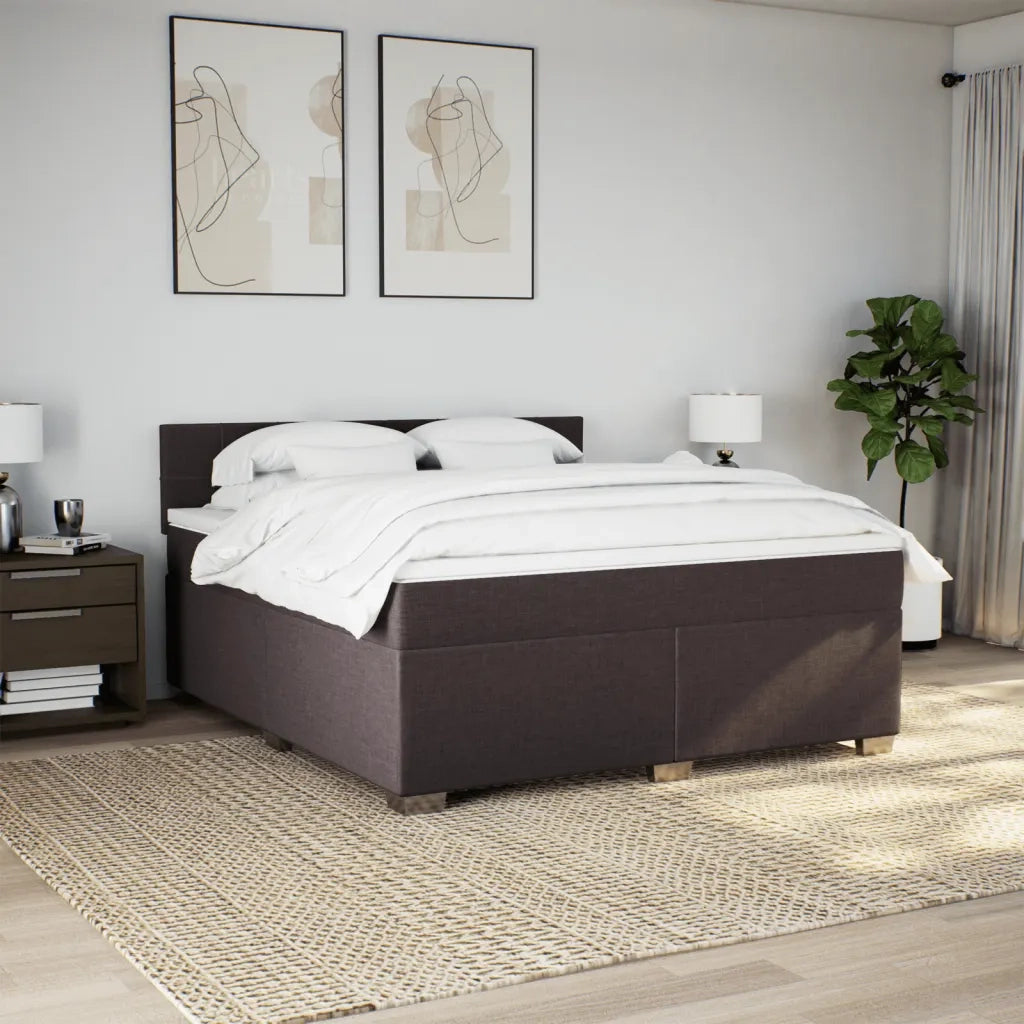 Giroletto a Molle con Materasso Marrone Scuro 180x200cm Tessuto