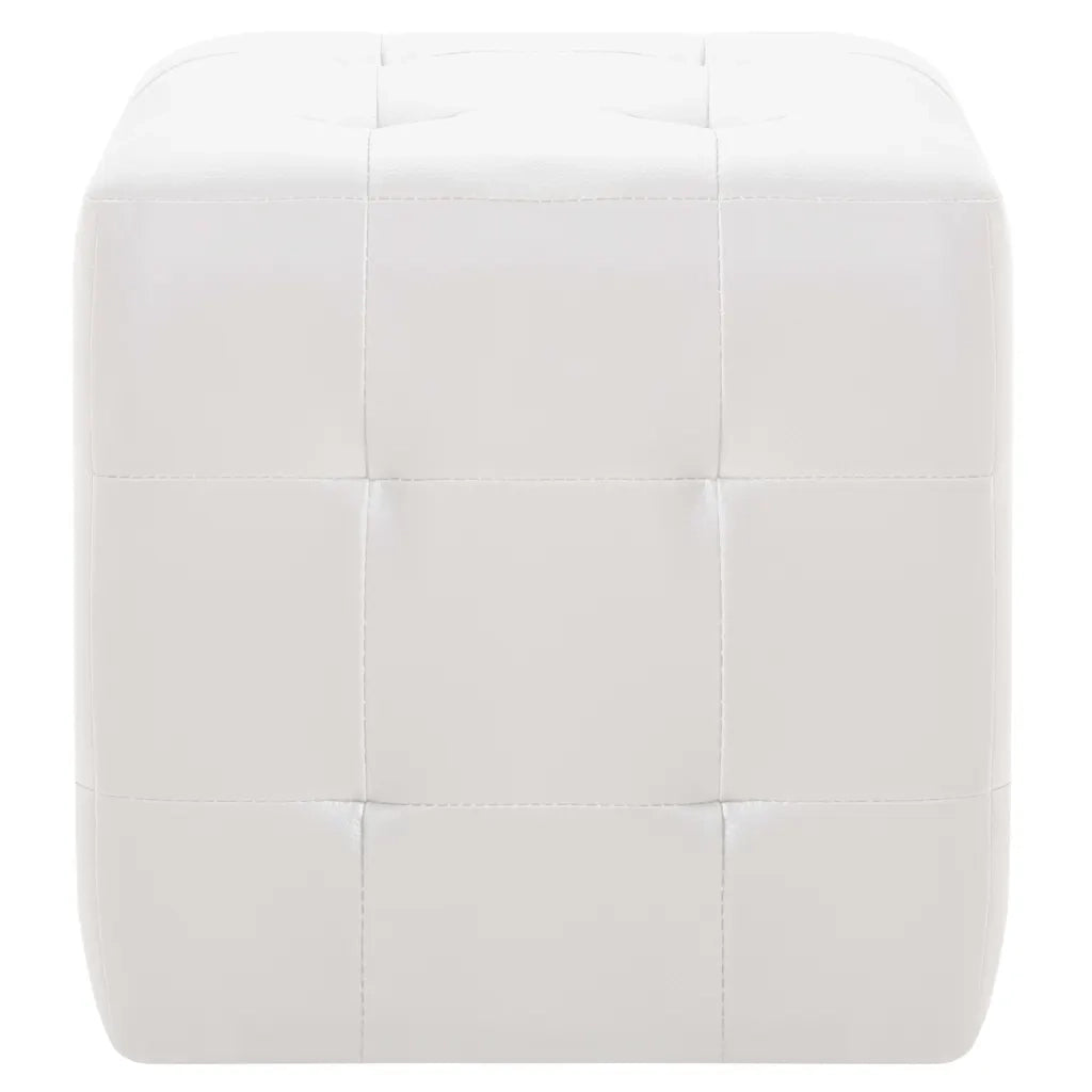 Pouf 2 pz Bianco 30x30x30 cm in Similpelle  cod mxl 66216