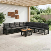 Set Divano da Giardino 10 pz Nero e Grigio scuro polyrattan 3437985