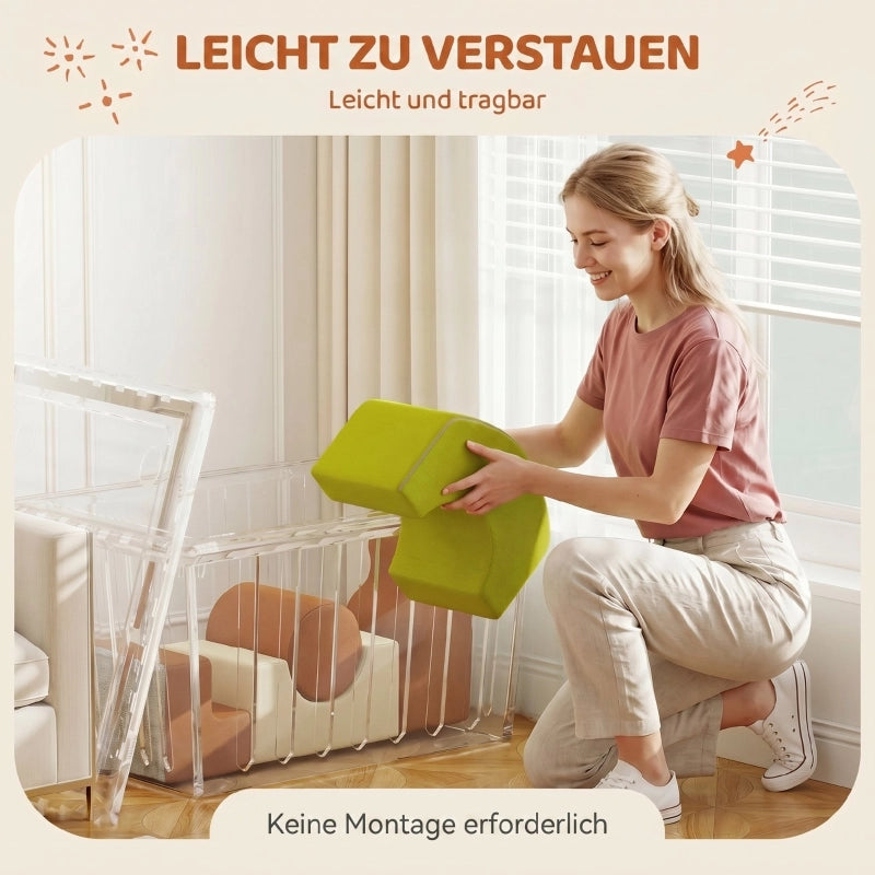 Set di 5 mattoncini da costruzione in schiuma. Mattoncini morbidi per bambini, con effetto velluto a coste e base antiscivolo, colorati.