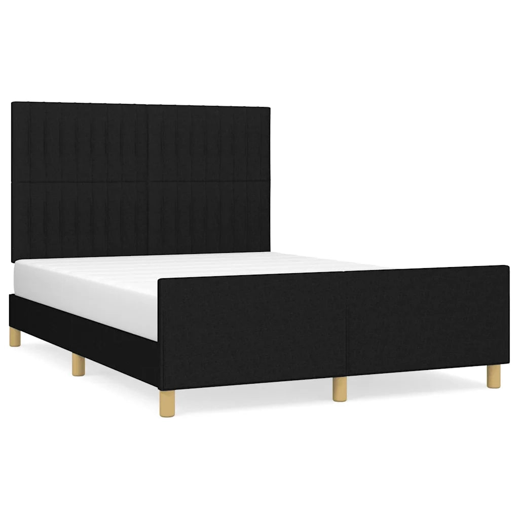 Letto matrimoniale | Letto per adulti | Giroletto senza Materasso Nero 140x190 cm in Tessuto