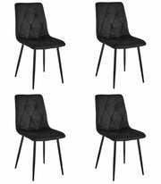 Set di 4 sedie Valora Tyra in velluto nero con gambe in metallo