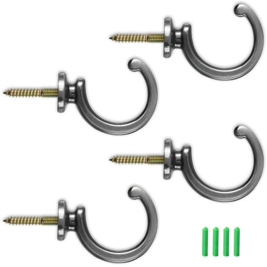 4 pezzi di supporti per tende, supporti per tende neri, a catena, supporti per tenda a parete, con viti, adatti per tende da bagno, abbigliamento, cappelli