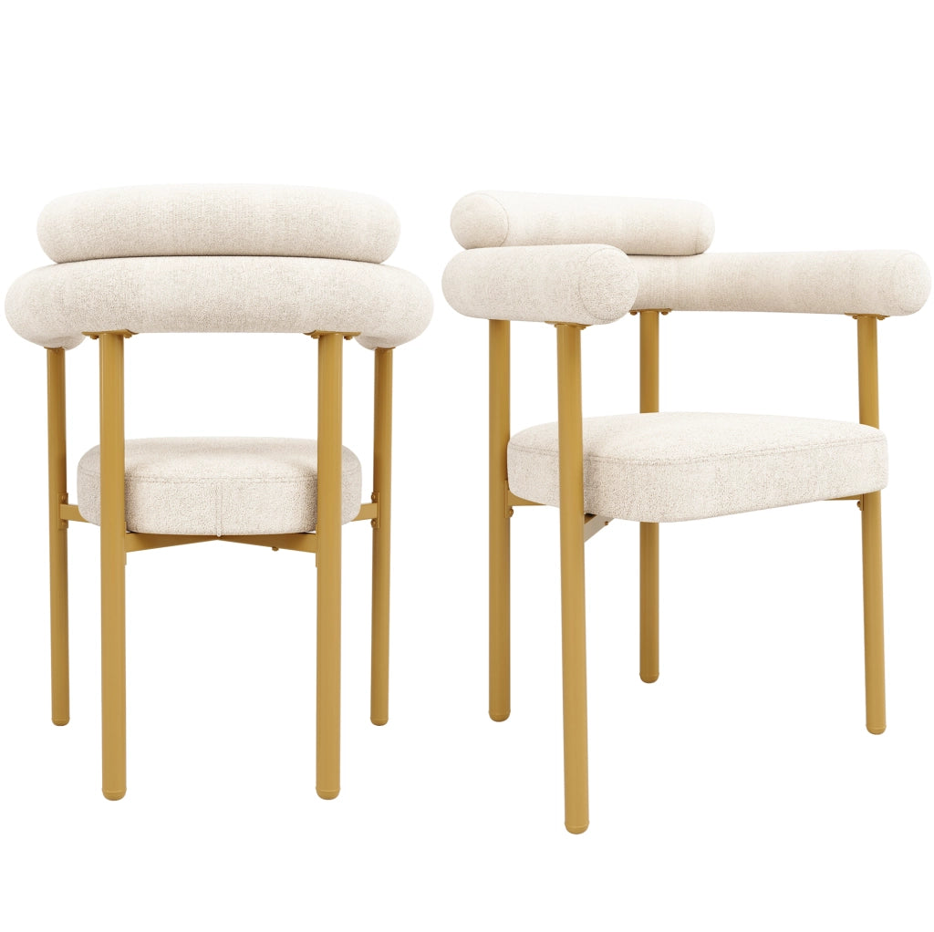 Sedia 70x62x84 cm con schienale ergonomico e seduta ampia in velluto beige e oro