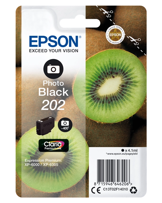Epson Kiwi Singlepack Photo Black 202 Claria Premium Ink