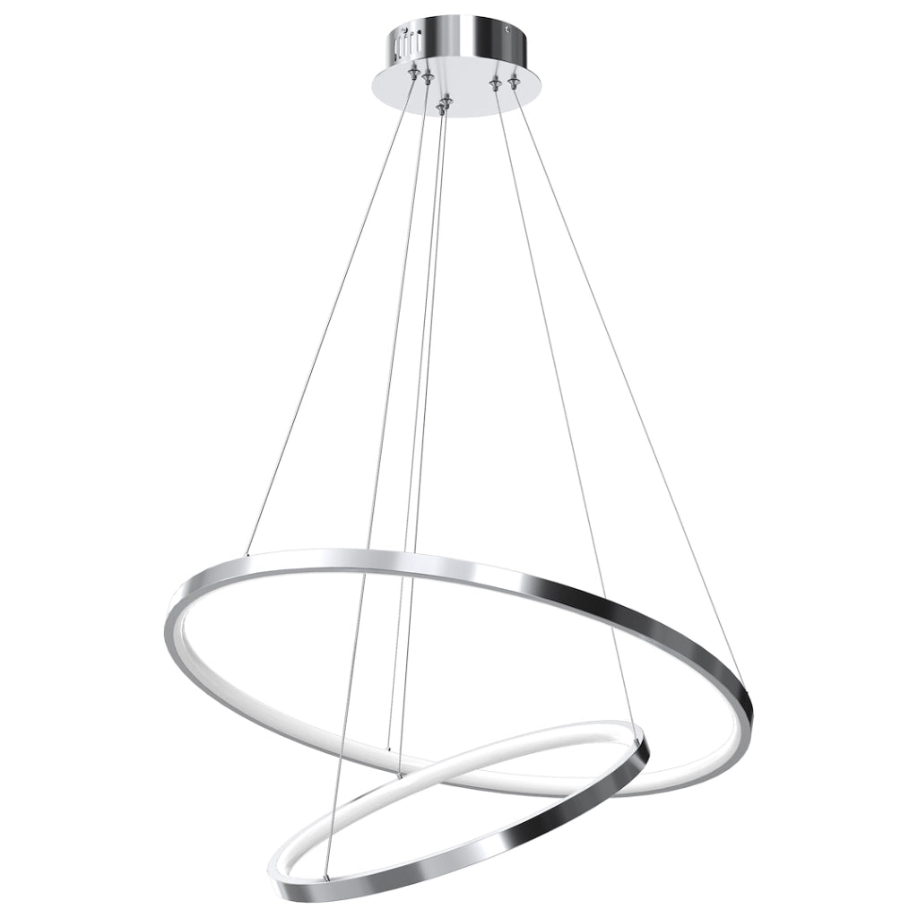 Lampada sospesa HOOP cromata doppio anello LED 51W 4000K