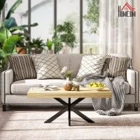 Tavolino da Caffè Stile Industriale in Legno e Acciaio, 110x60x45 cm, Nero e color Legno