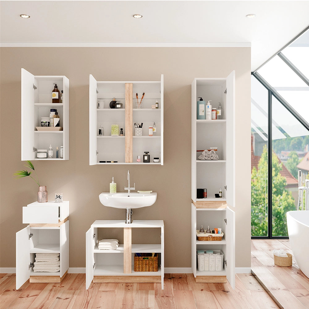 Vicco Set di mobili da bagno Bianco 5 parti