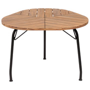 Tavolo da pranzo da giardino in legno chiaro di acacia piano rotondo 120 cm design a doghe per interni esterni