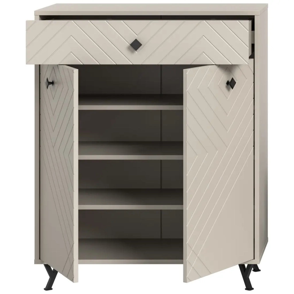 Mobile per scarpe LUNA – Beige opaco – 2 ante a battente – 80x100x35 cm