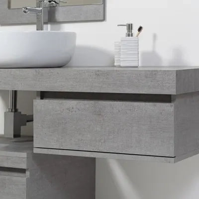 Cassettiera su ruote 58 cm colore grigio cemento