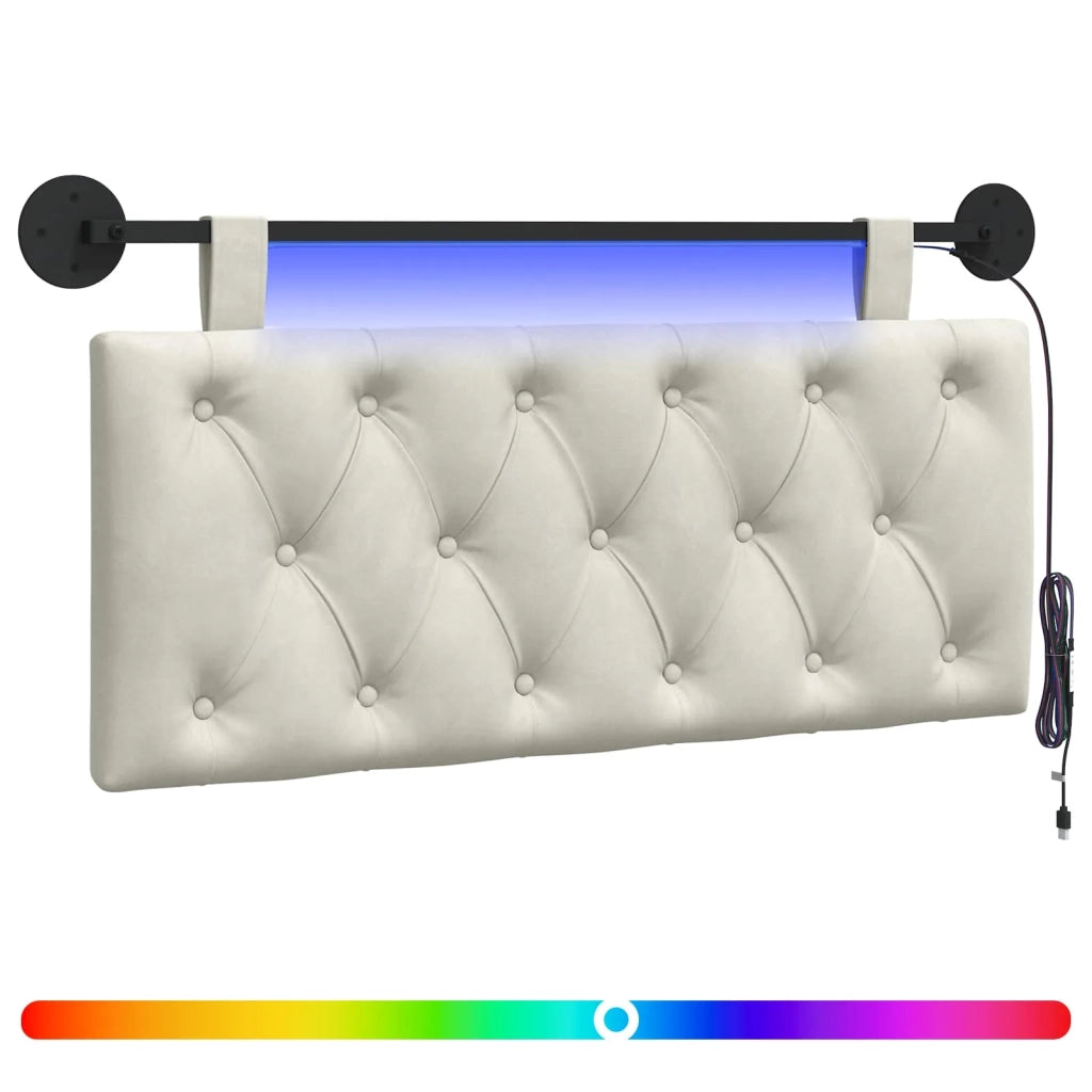 Testiera sospesa Con luce LED Crema Velluto