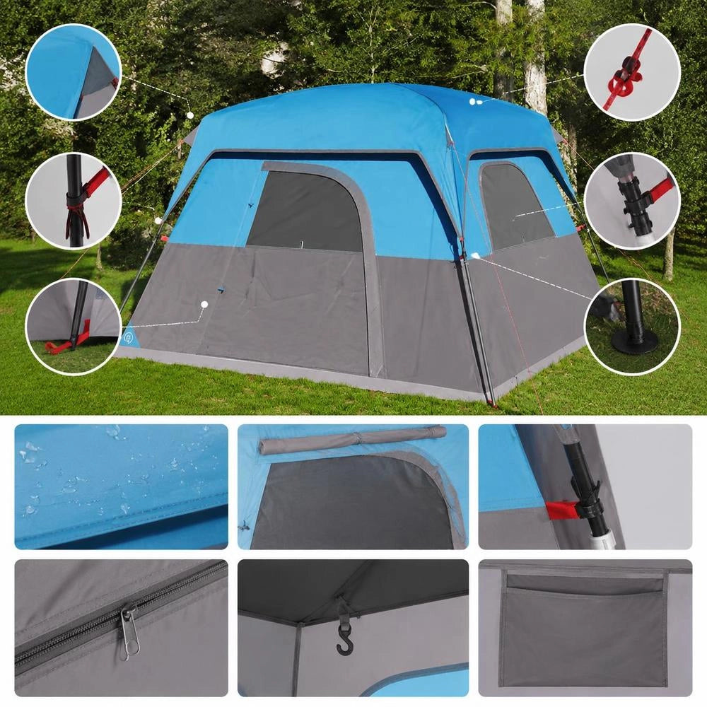 Camping Tent For 4 People, Blue, Waterproof