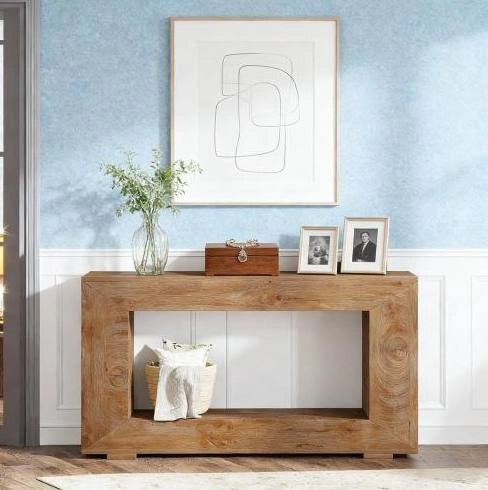 Tavolo consolle in stile rustico con spazio contenitivo