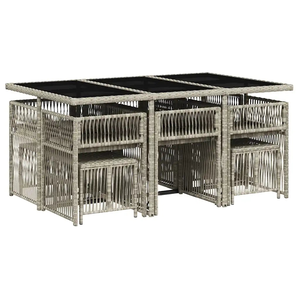 Set Pranzo Giardino 11pz con Cuscini Grigio Chiaro Polyrattan 3211691