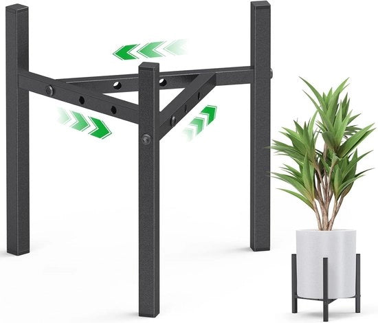 Supporto per Piante - Standaarda Regolabile in Acciaio per Vasi di Fiori - Design Minimalista Moderno - 2 Pezzi Nero