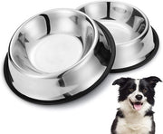 Doppia ciotola per cani in acciaio inossidabile con fondo antiscivolo, ciotola per cani in acciaio inossidabile con fondo in gomma antiscivolo per cani di taglia media/grande 22,5 cm