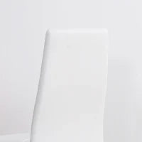 Set di 4 Sedie da Pranzo con Schienale Alto in Finta Pelle e Acciaio, 41x50x97cm, Bianco