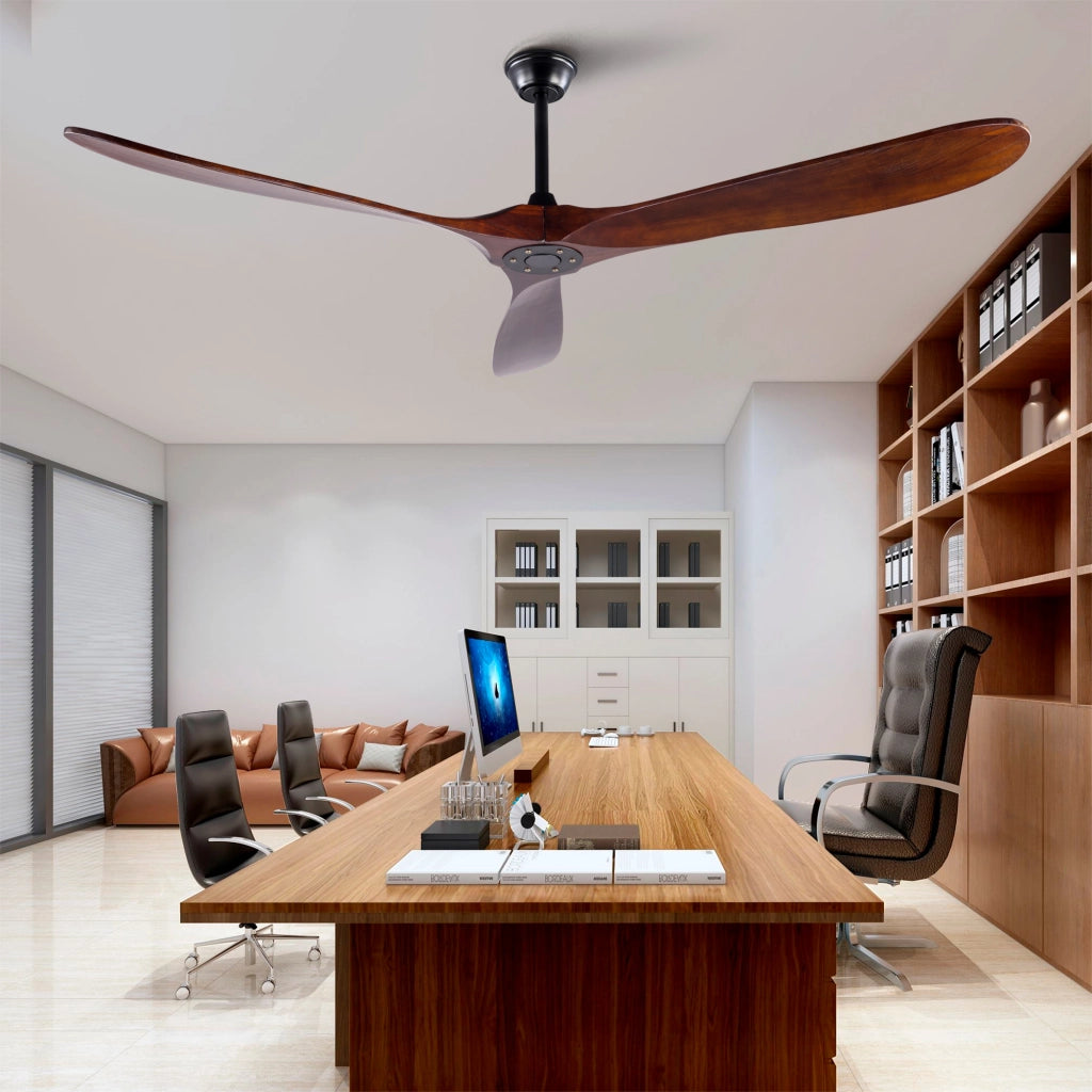 Ventilatore da soffitto 70 pollici senza luce, legno massello color noce, extra grande, impermeabile, per esterni, motore DC silenzioso