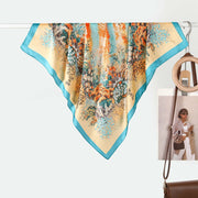 Elegante sciarpa/foulard da collo in seta con stampa floreale per donna, sciarpa piccola, raffinata e versatile, sciarpa quadrata di lusso discreto da 72 cm.