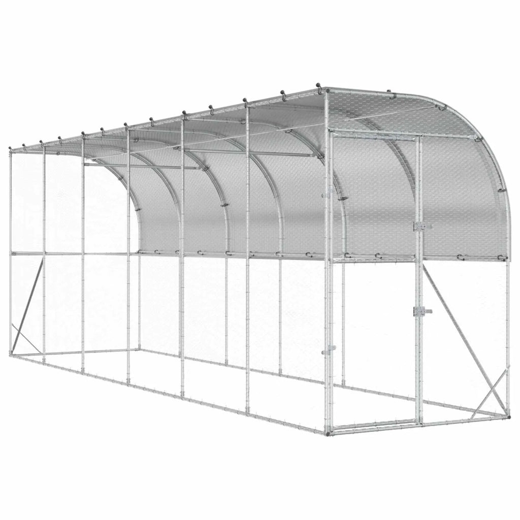 Gabbia per Polli Contro il Muro Argento 600 x 150 x 215 cm 3434722