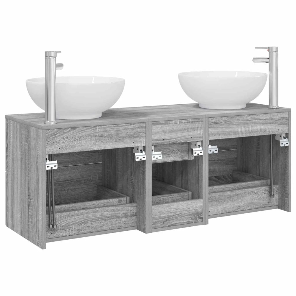 Set di mobili per il bagno 3 pz Sonoma grigio 3405912