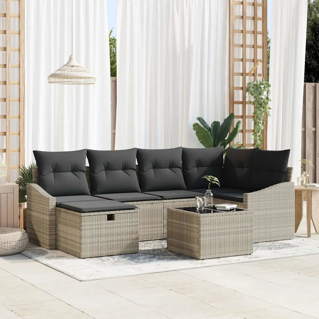 Set di divani 7 pcs Grigio chiaro e grigio polyrattan 3359291