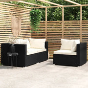 Salotto da Giardino-Set Divani da Giardino 3 pz con Cuscini in Polyrattan Nero 839653