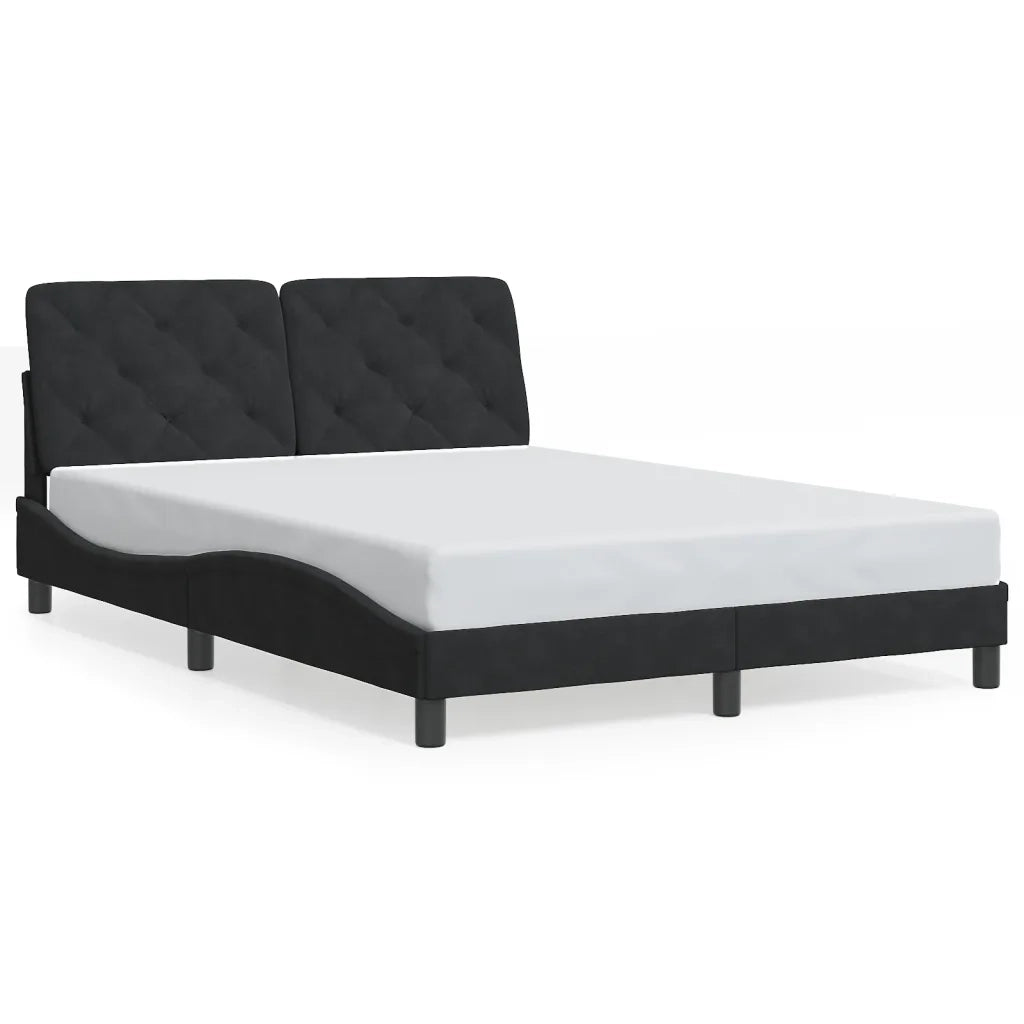 Giroletto con LED senza Materasso Nero 140x190 cm in Velluto