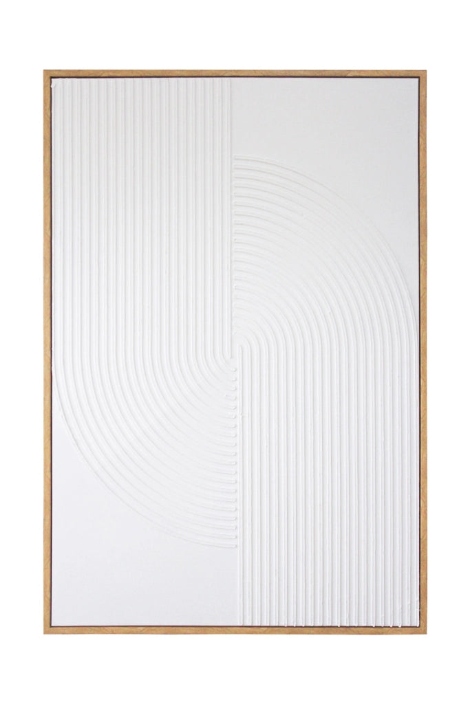 Quadro Hispanohogar in poliestere 3D con texture dipinto a mano bianco 92x62x4