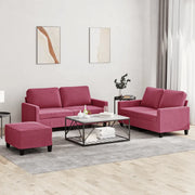 Set di Divani 3 pz con Cuscini Rosso Vino in Vellutocod mxl 83254